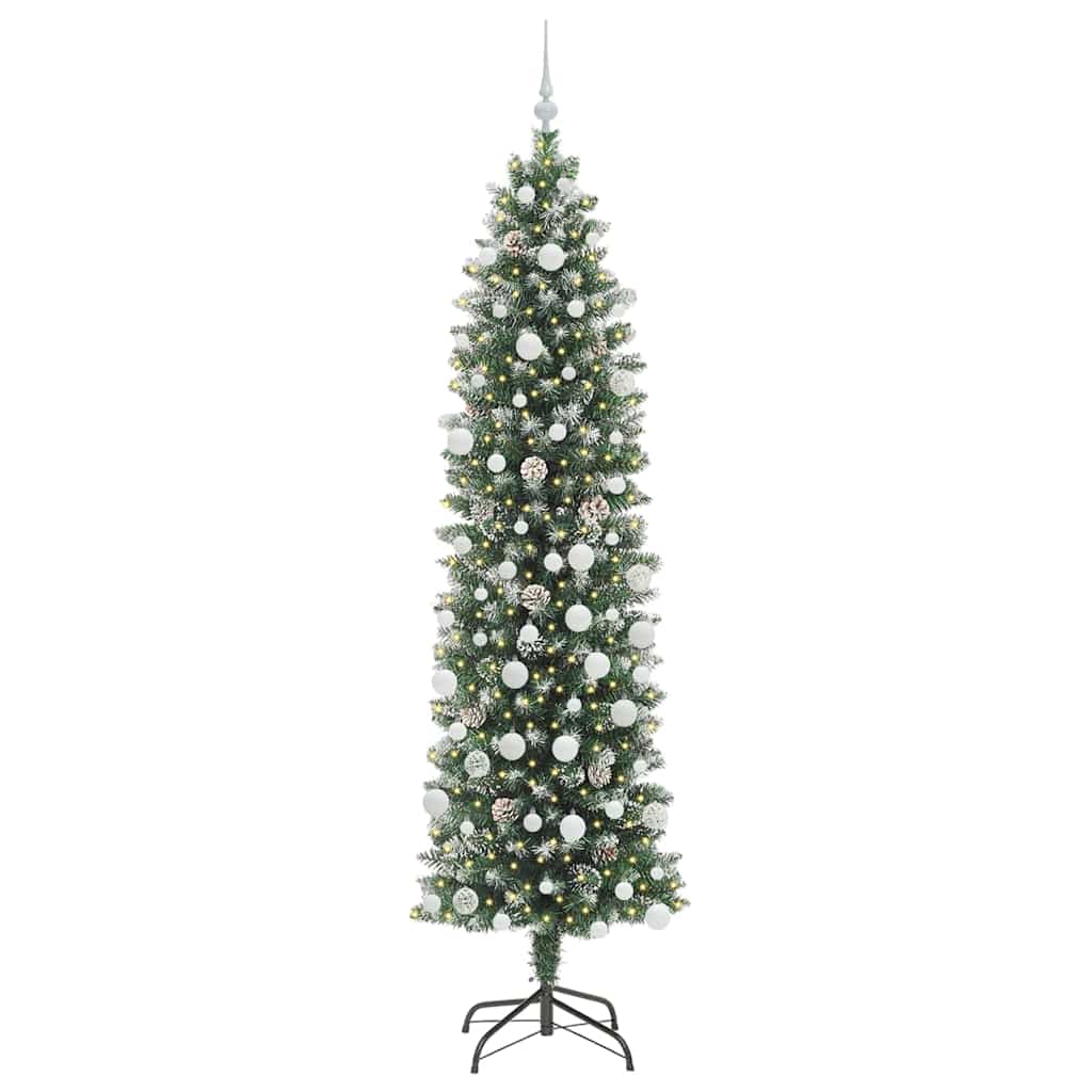 Vidaxx sapin de Noël artificiel mince avec 300 LED vert et blanc 210 cm