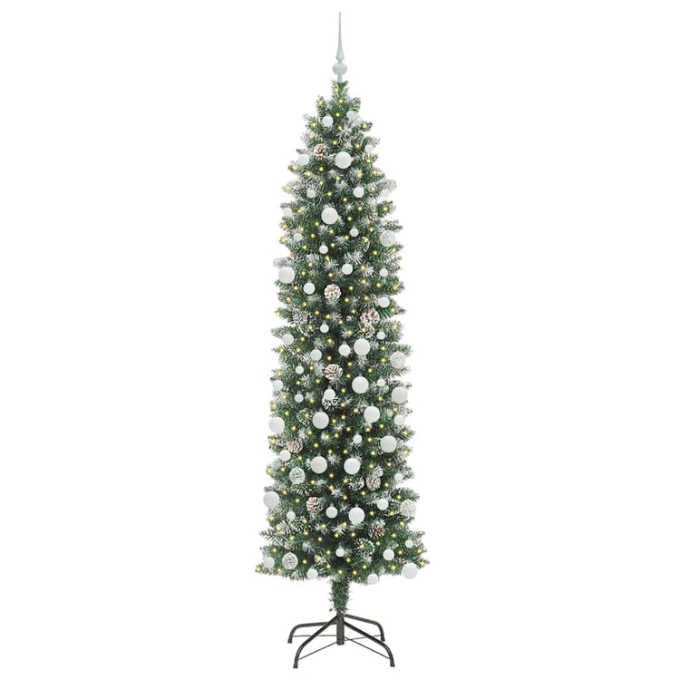 Vidaxx sapin de Noël artificiel mince avec 300 LED vert et blanc 210 cm