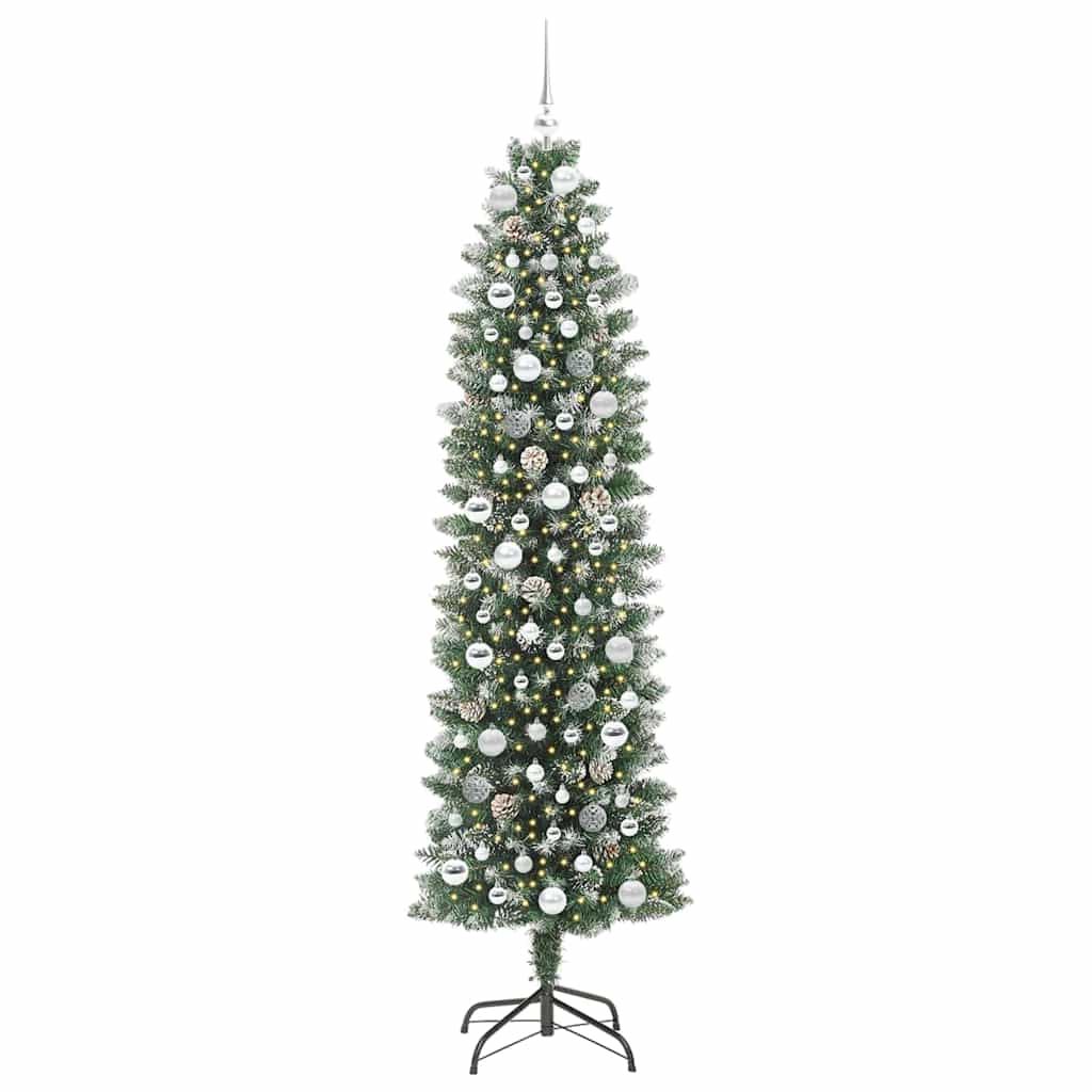 Vidaxx sapin de Noël artificiel mince avec 300 LED vert et blanc 210 cm