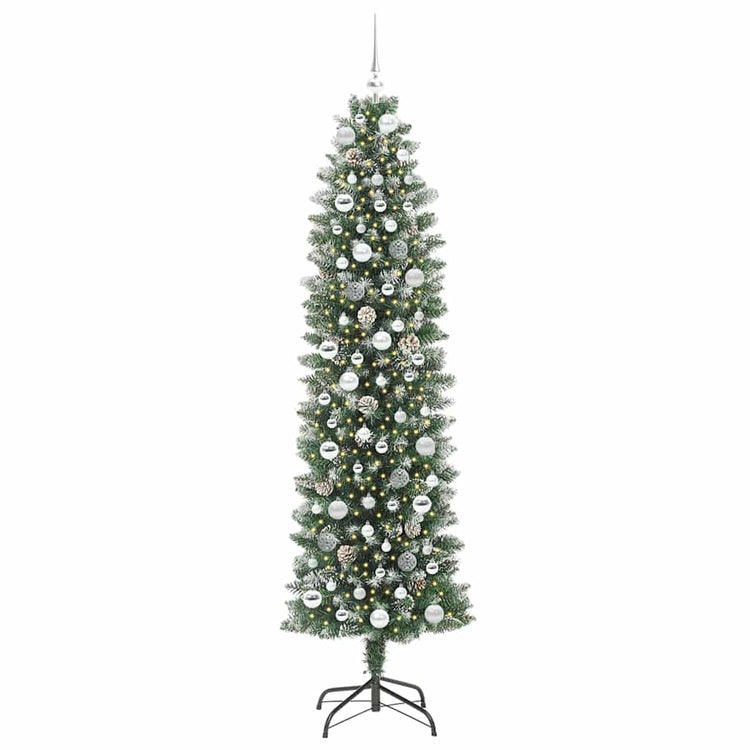 Vidaxx sapin de Noël artificiel mince avec 300 LED vert et blanc 210 cm
