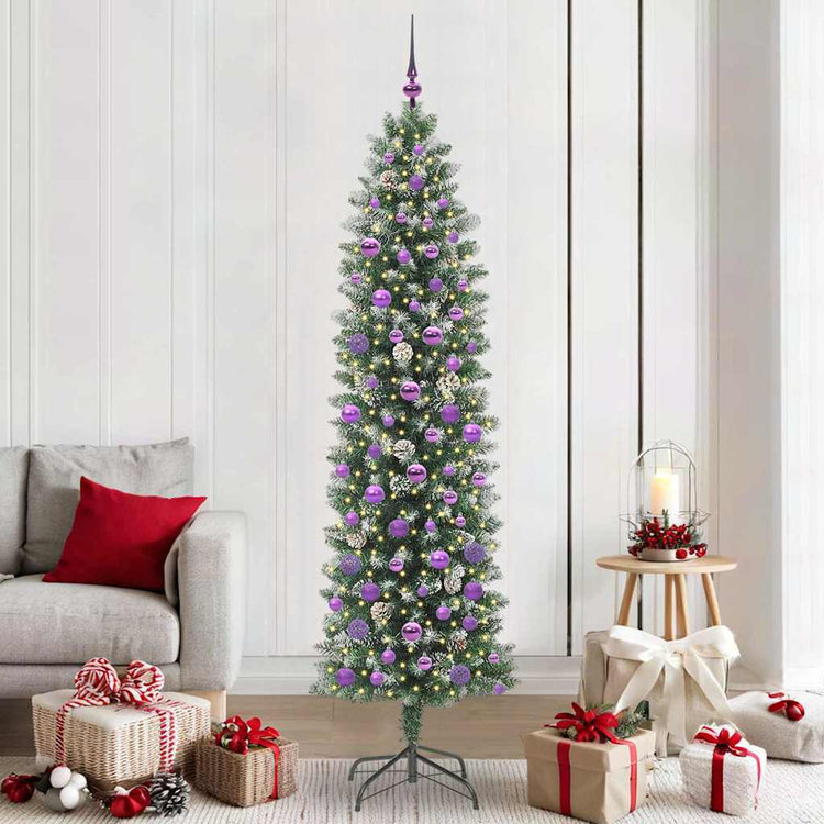 Vidaxx sapin de Noël artificiel mince avec 300 LED vert et blanc 210 cm