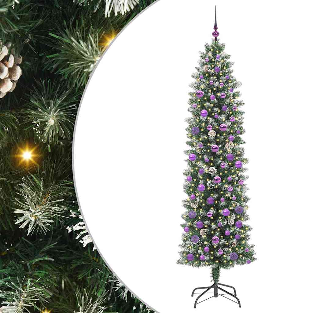 Vidaxx sapin de Noël artificiel mince avec 300 LED vert et blanc 210 cm