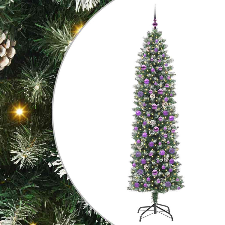 Vidaxx sapin de Noël artificiel mince avec 300 LED vert et blanc 210 cm