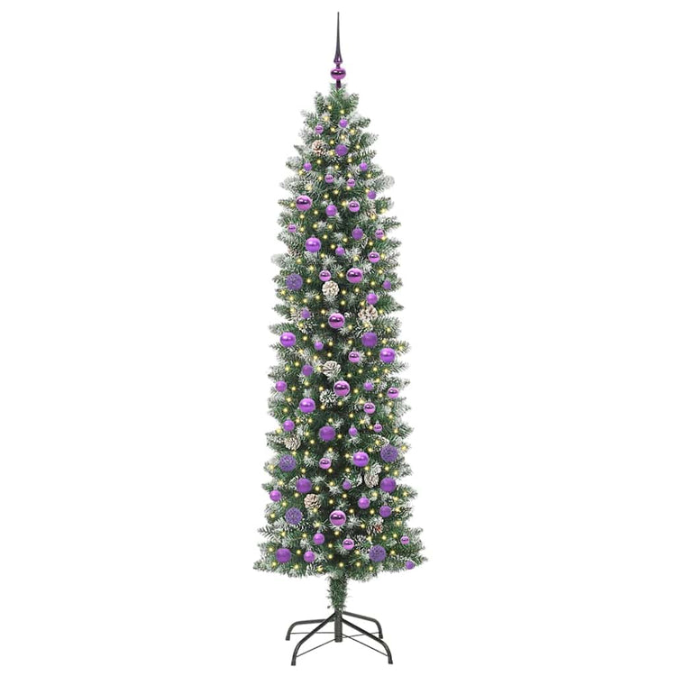 Vidaxx sapin de Noël artificiel mince avec 300 LED vert et blanc 210 cm