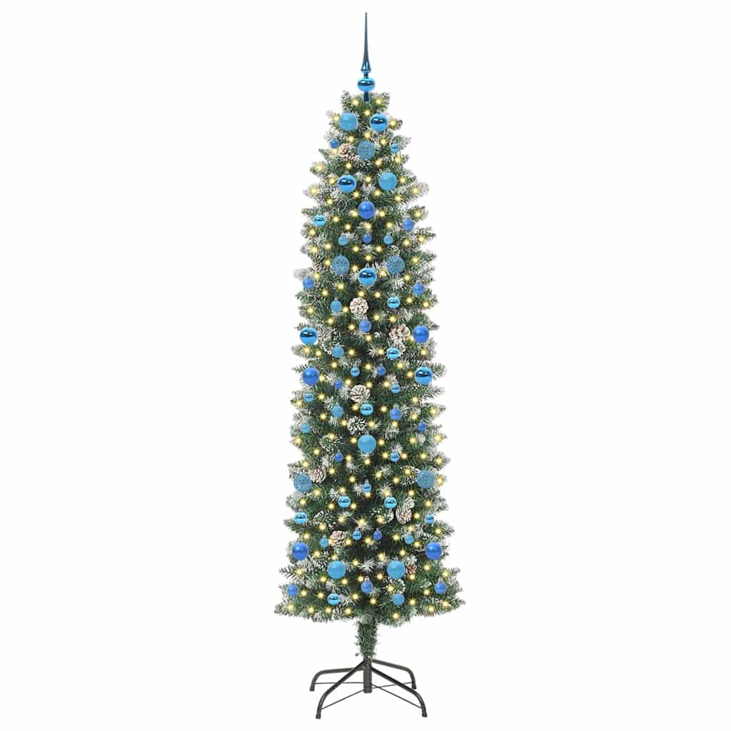 Vidaxx sapin de Noël artificiel mince avec 300 LED vert et blanc 210 cm