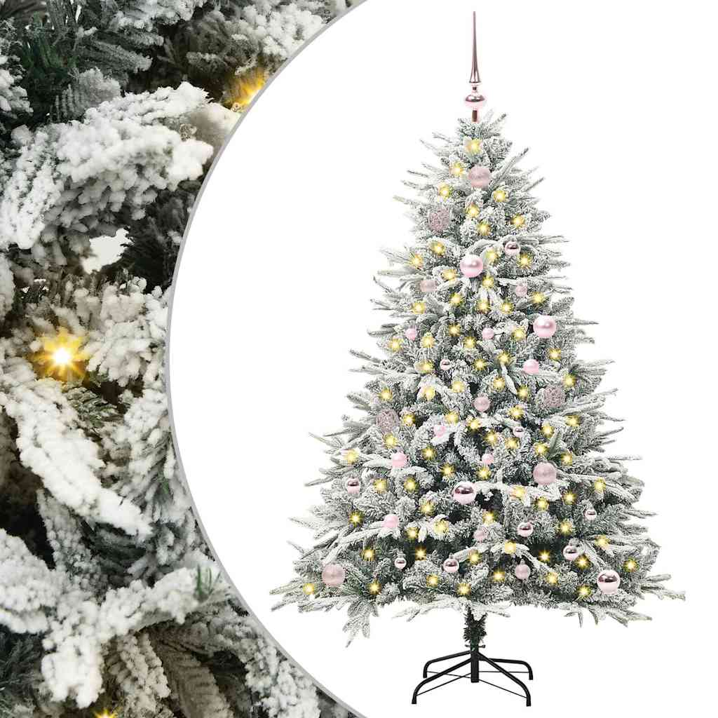 VidaXL sapin de Noël artificiel illuminé avec jeu de boules vert 150 cm