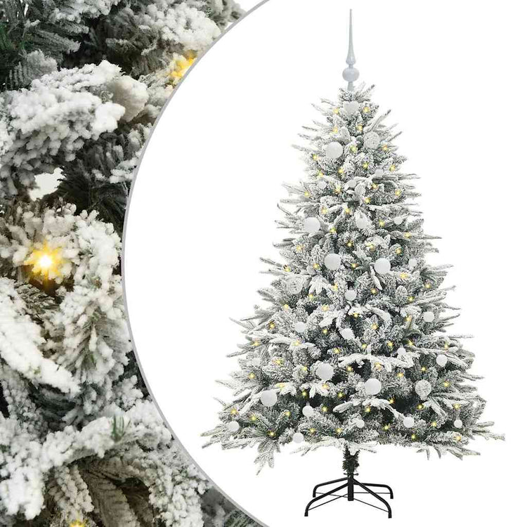 VidaXL sapin de Noël artificiel illuminé avec jeu de boules vert 150 cm