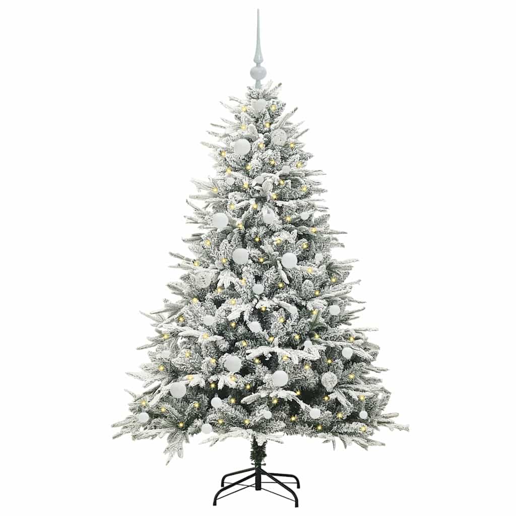 VidaXL sapin de Noël artificiel illuminé avec jeu de boules vert 150 cm
