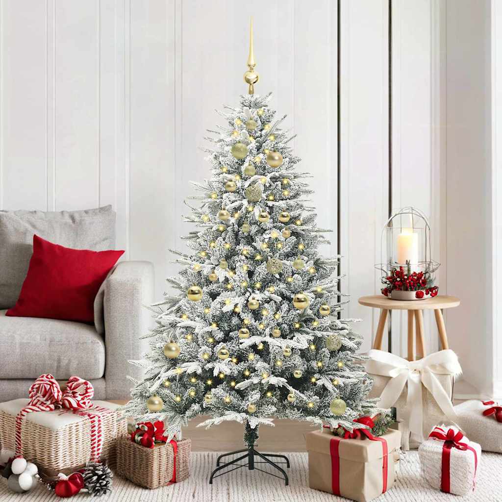 VidaXL sapin de Noël artificiel illuminé avec jeu de boules vert 150 cm