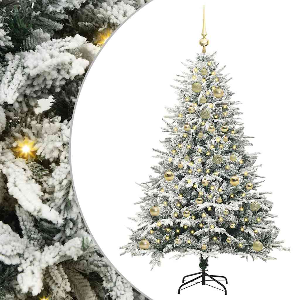 VidaXL sapin de Noël artificiel illuminé avec jeu de boules vert 150 cm