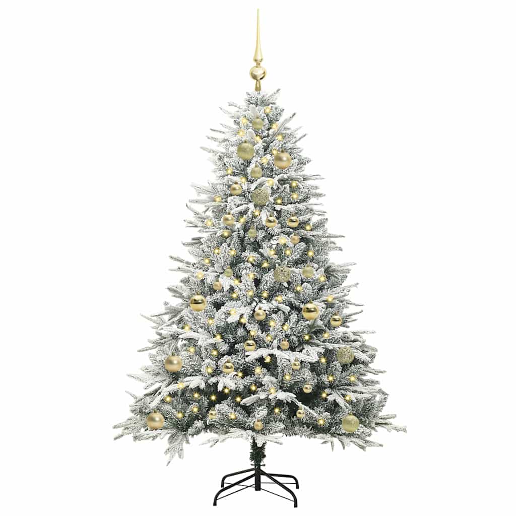 VidaXL sapin de Noël artificiel illuminé avec jeu de boules vert 150 cm