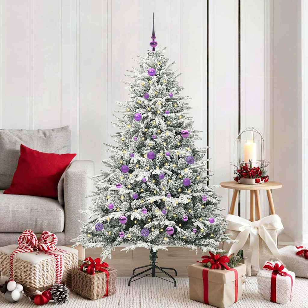 VidaXL sapin de Noël artificiel illuminé avec jeu de boules vert 150 cm