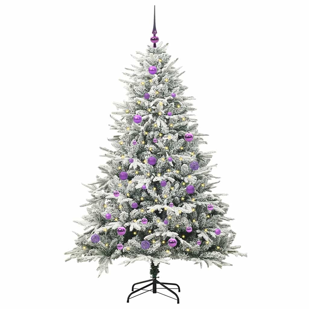 VidaXL sapin de Noël artificiel illuminé avec jeu de boules vert 150 cm