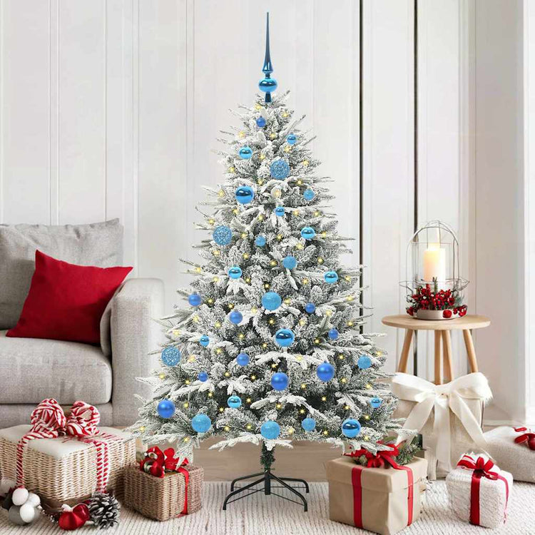 VidaXL sapin de Noël artificiel illuminé avec jeu de boules vert 150 cm
