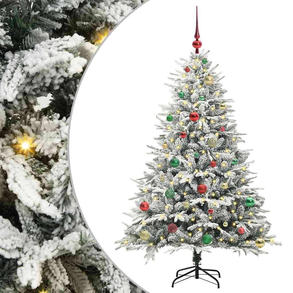 VidaXL sapin de Noël artificiel illuminé avec jeu de boules vert 150 cm