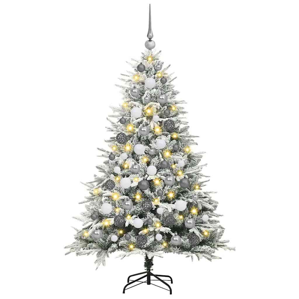 VidaXL sapin de Noël artificiel illuminé avec jeu de boules vert 180 cm