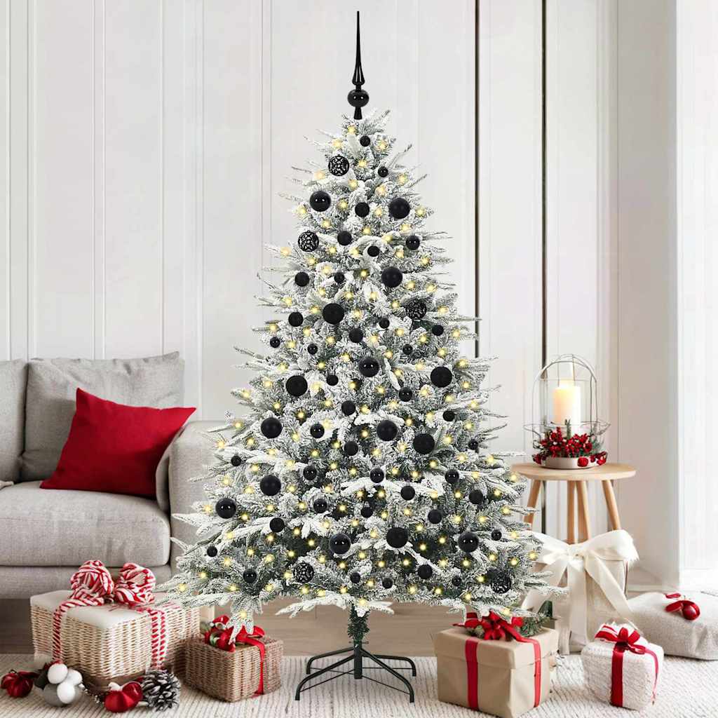 VidaXL sapin de Noël artificiel illuminé avec jeu de boules vert 180 cm
