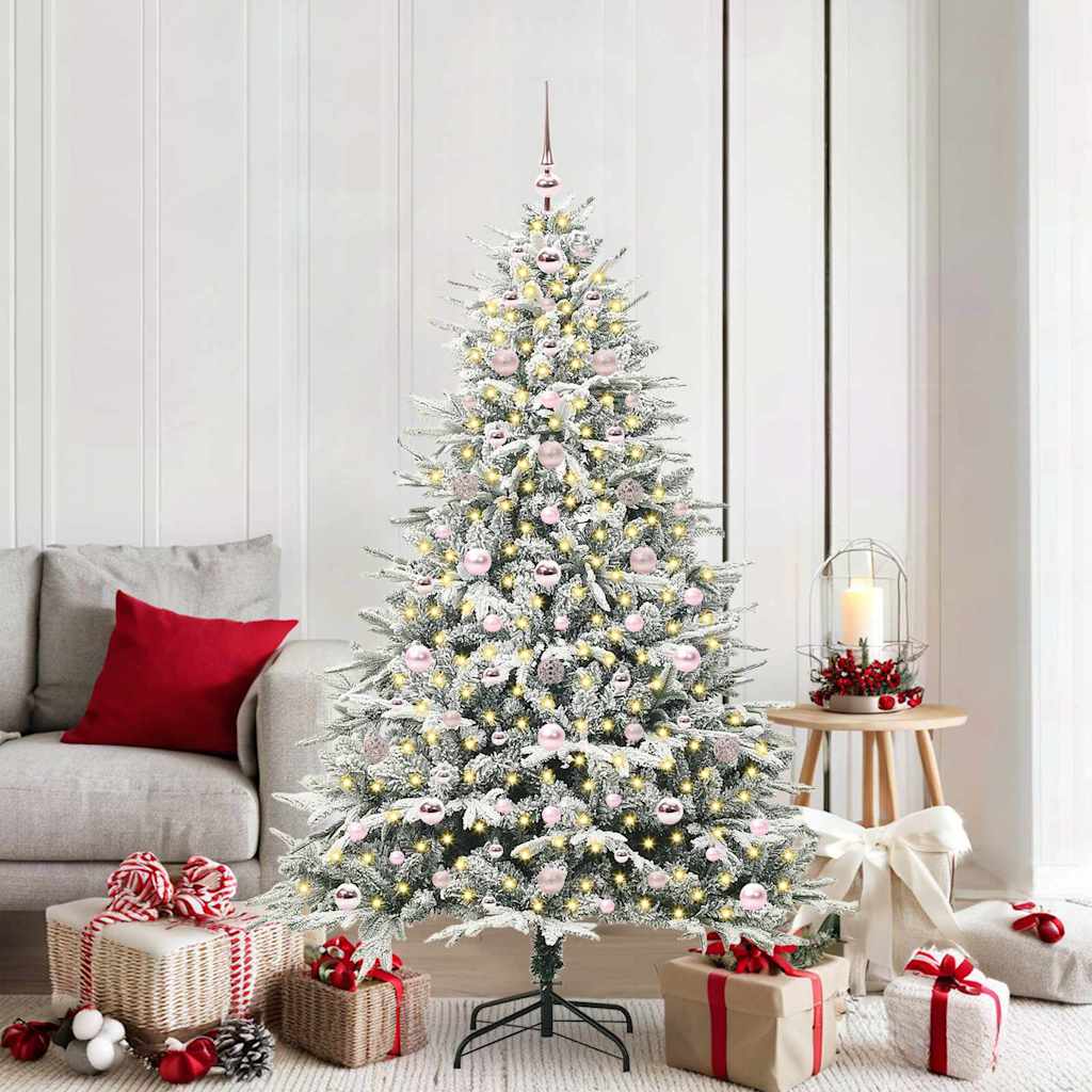 VidaXL sapin de Noël artificiel illuminé avec jeu de boules vert 180 cm