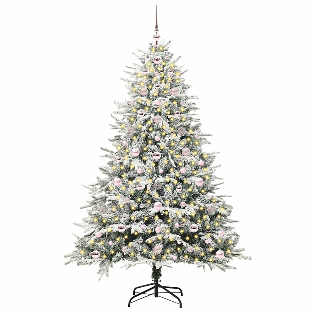 VidaXL sapin de Noël artificiel illuminé avec jeu de boules vert 180 cm