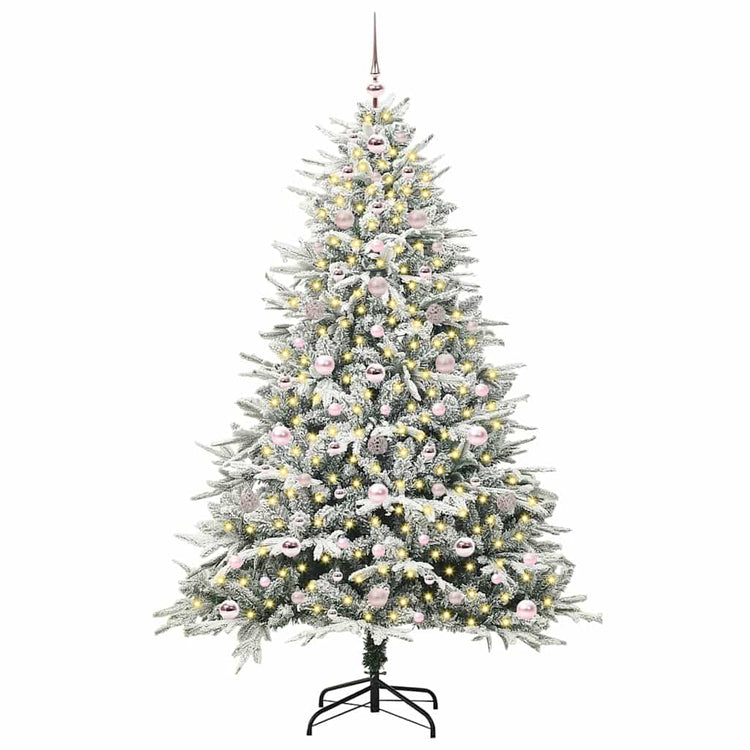 VidaXL sapin de Noël artificiel illuminé avec jeu de boules vert 180 cm