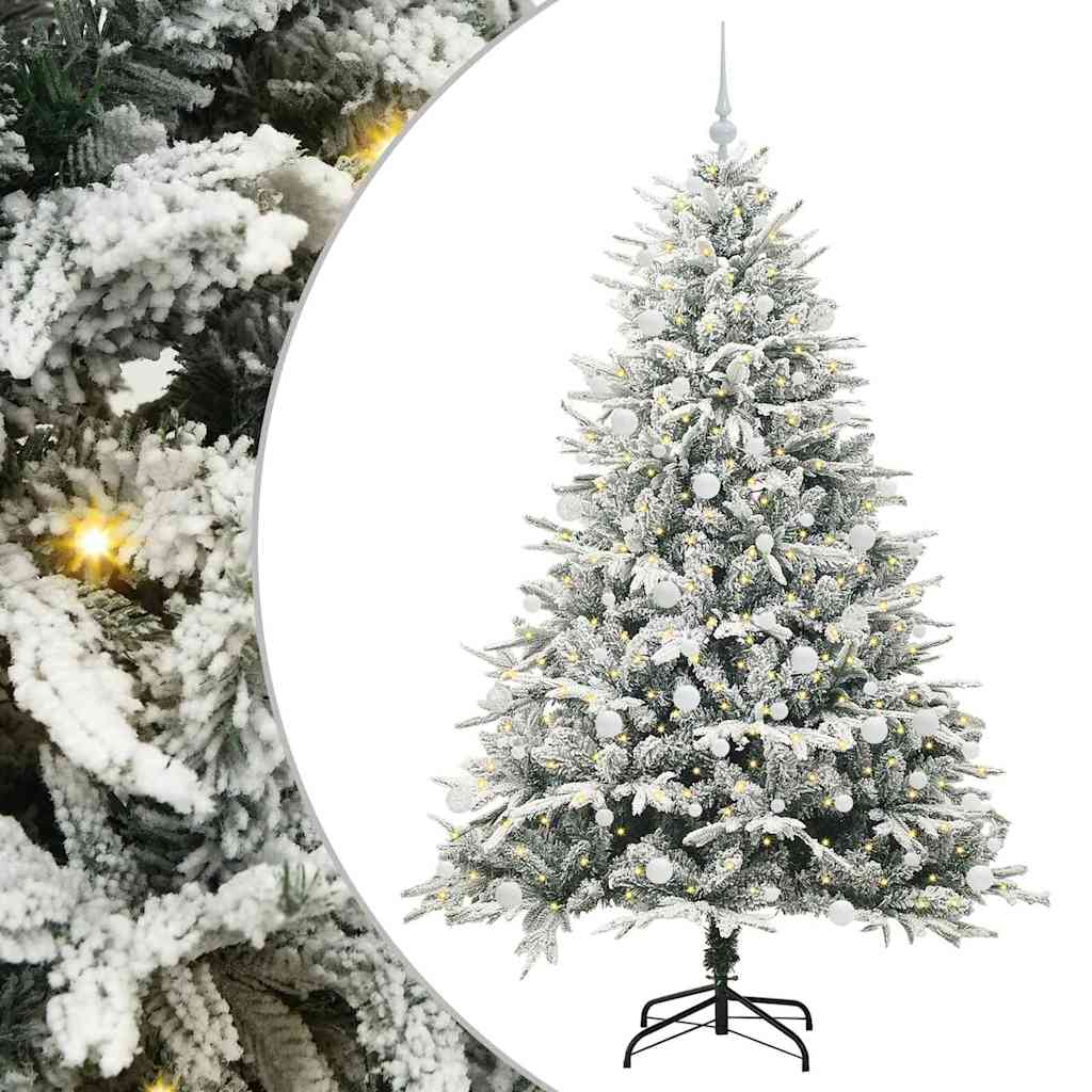 VidaXL sapin de Noël artificiel illuminé avec jeu de boules vert 180 cm