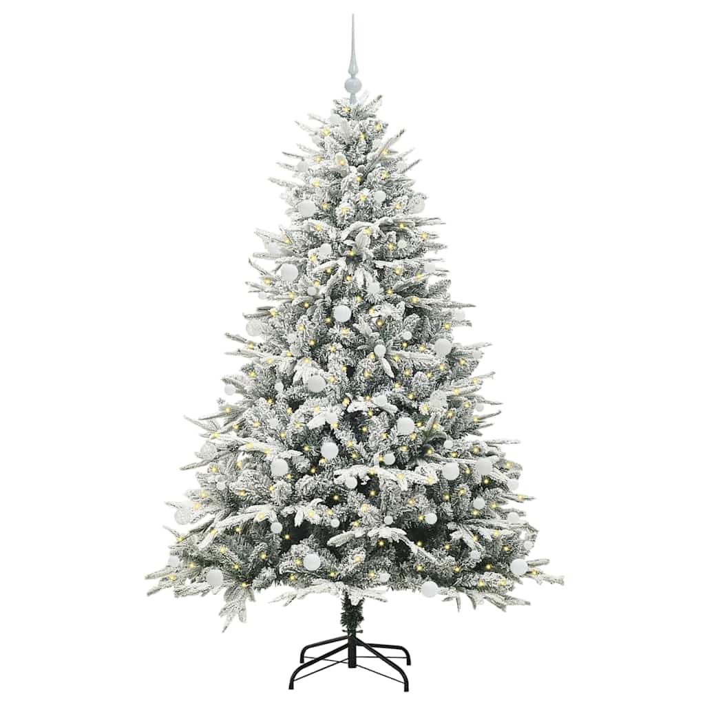 VidaXL sapin de Noël artificiel illuminé avec jeu de boules vert 180 cm