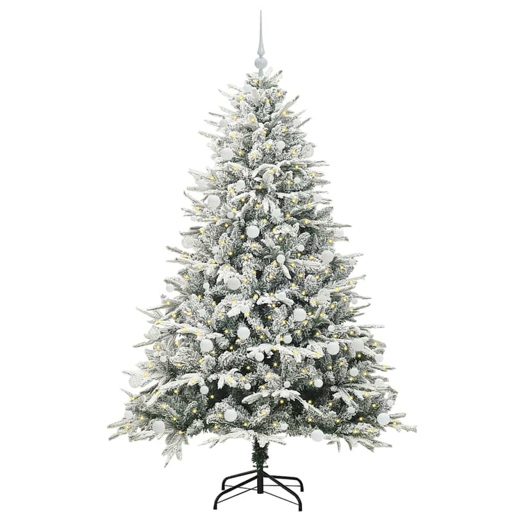VidaXL sapin de Noël artificiel illuminé avec jeu de boules vert 180 cm