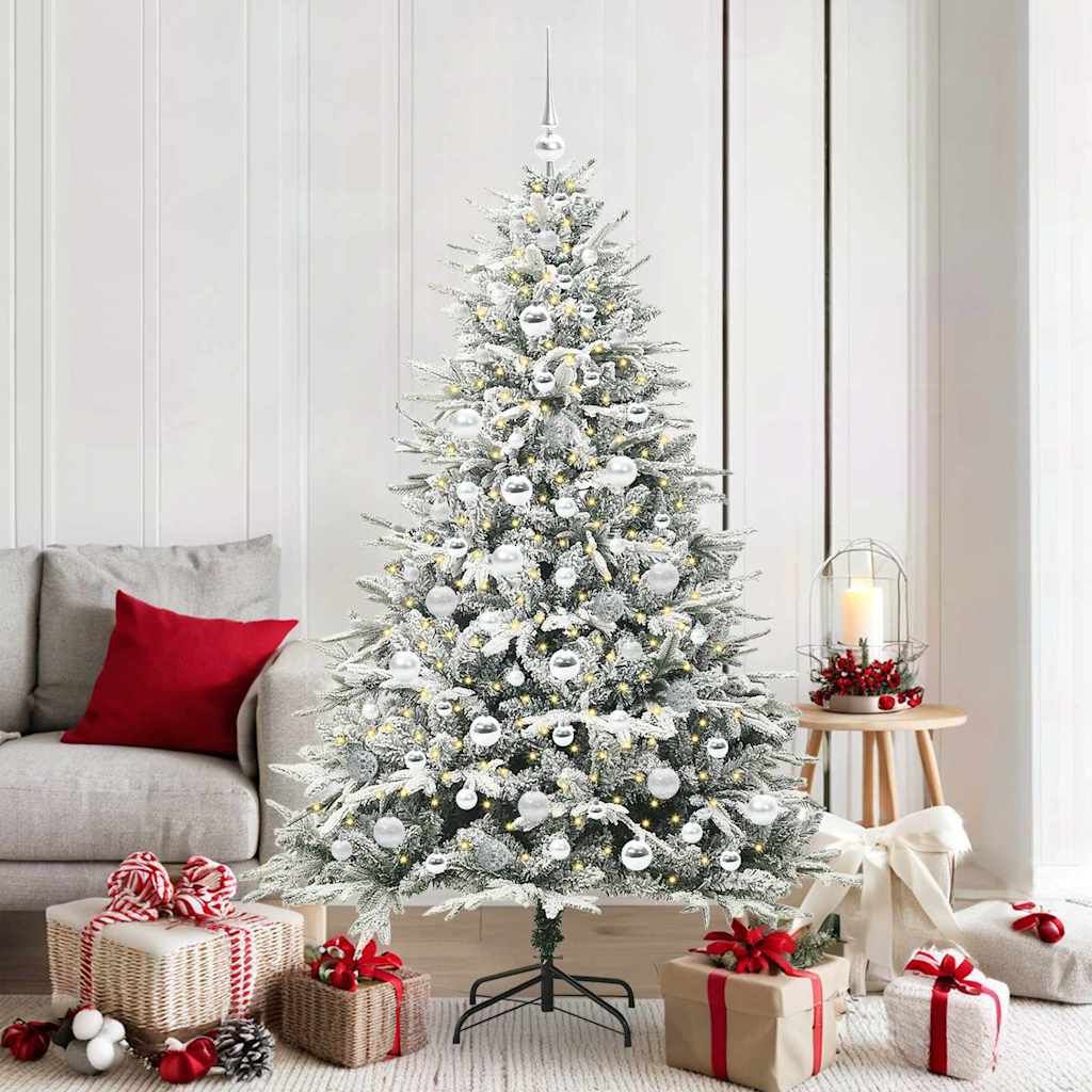 VidaXL sapin de Noël artificiel illuminé avec jeu de boules vert 180 cm