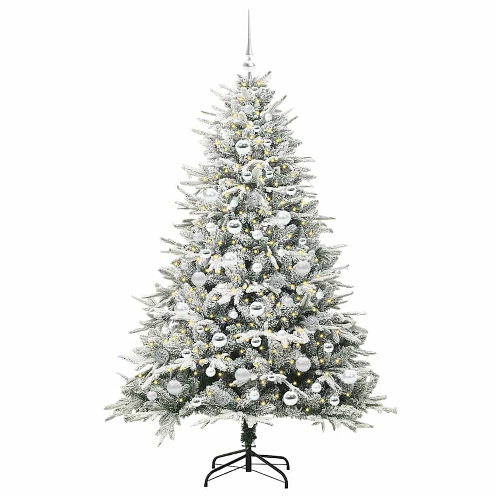 VidaXL sapin de Noël artificiel illuminé avec jeu de boules vert 180 cm
