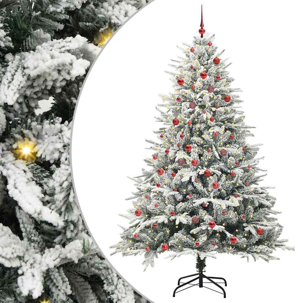 VidaXL sapin de Noël artificiel illuminé avec jeu de boules vert 210 cm