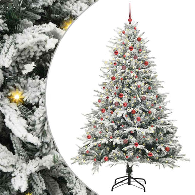 VidaXL sapin de Noël artificiel illuminé avec jeu de boules vert 210 cm