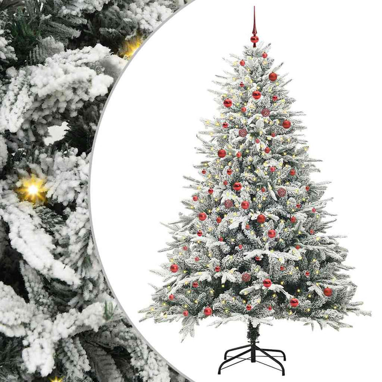 VidaXL sapin de Noël artificiel illuminé avec jeu de boules vert 210 cm