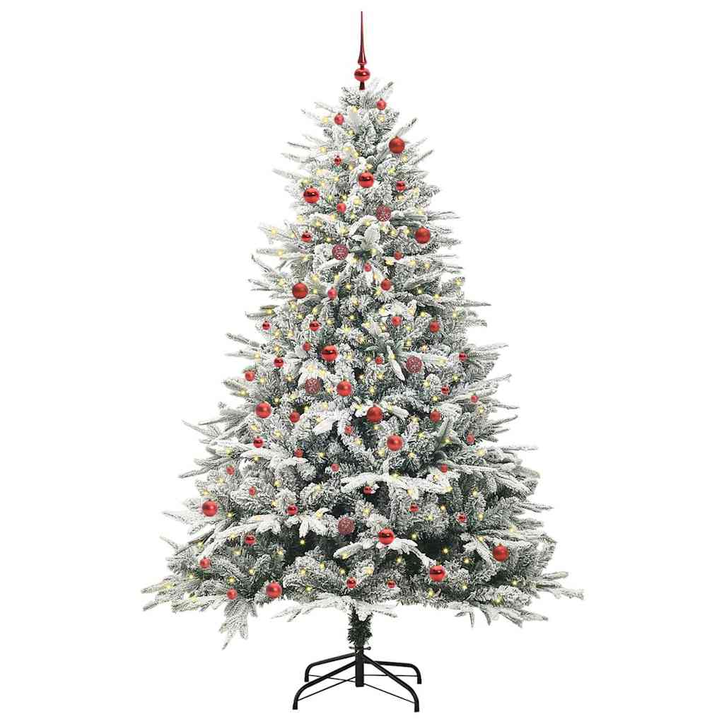 VidaXL sapin de Noël artificiel illuminé avec jeu de boules vert 210 cm