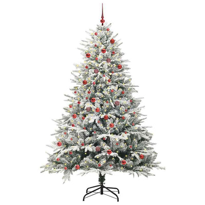 VidaXL sapin de Noël artificiel illuminé avec jeu de boules vert 210 cm