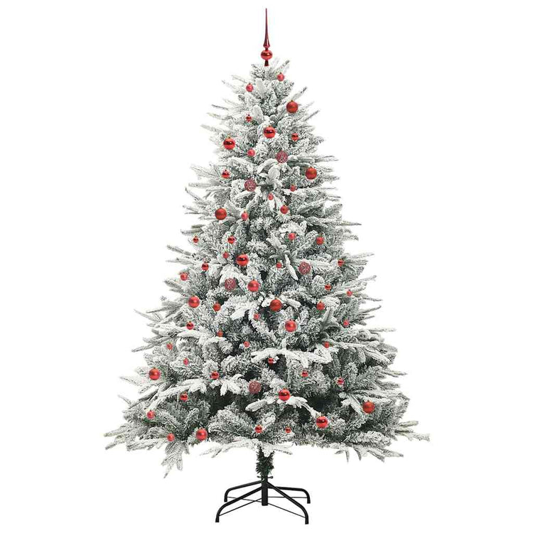 VidaXL sapin de Noël artificiel illuminé avec jeu de boules vert 210 cm