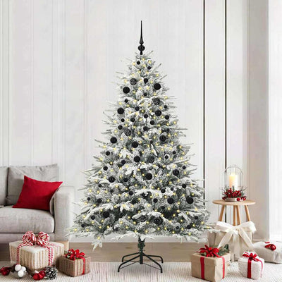 VidaXL sapin de Noël artificiel illuminé avec jeu de boules vert 210 cm