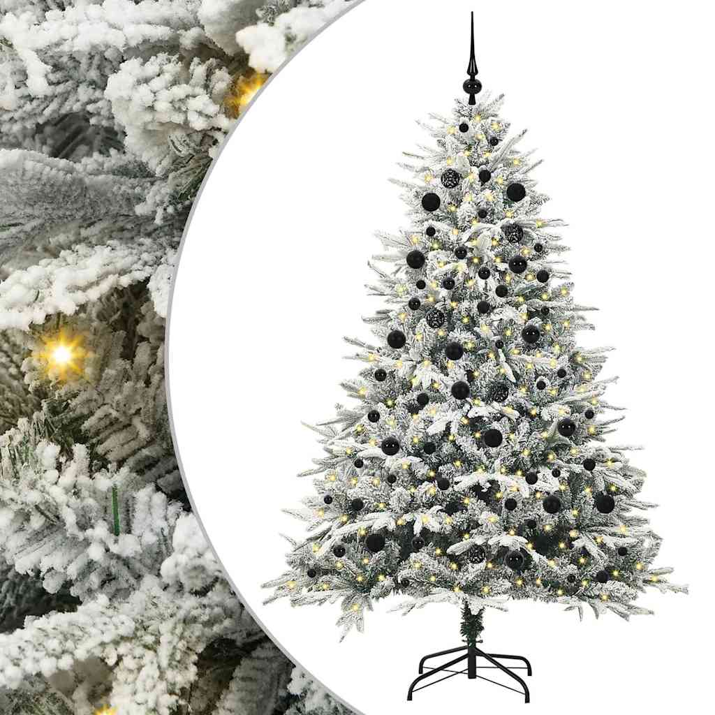 VidaXL sapin de Noël artificiel illuminé avec jeu de boules vert 210 cm