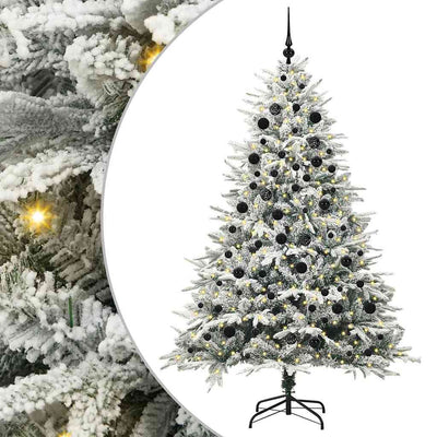 VidaXL sapin de Noël artificiel illuminé avec jeu de boules vert 210 cm