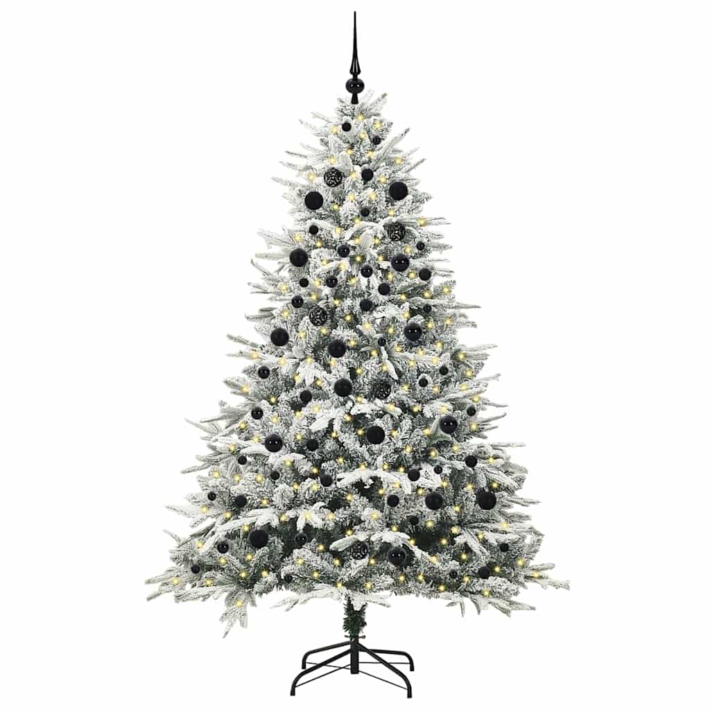 VidaXL sapin de Noël artificiel illuminé avec jeu de boules vert 210 cm