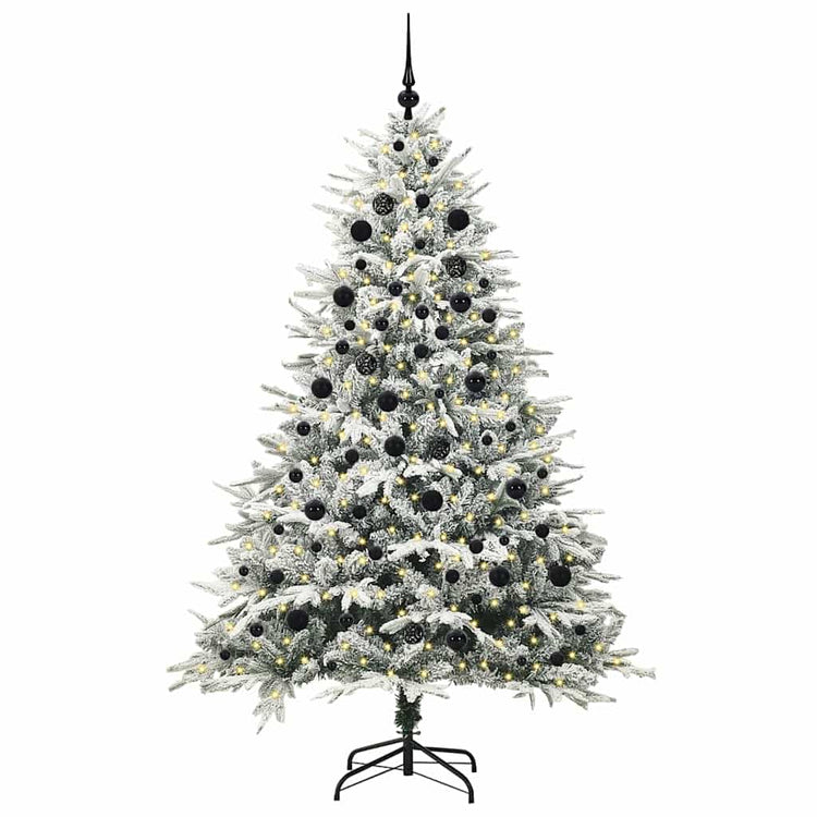 VidaXL sapin de Noël artificiel illuminé avec jeu de boules vert 210 cm