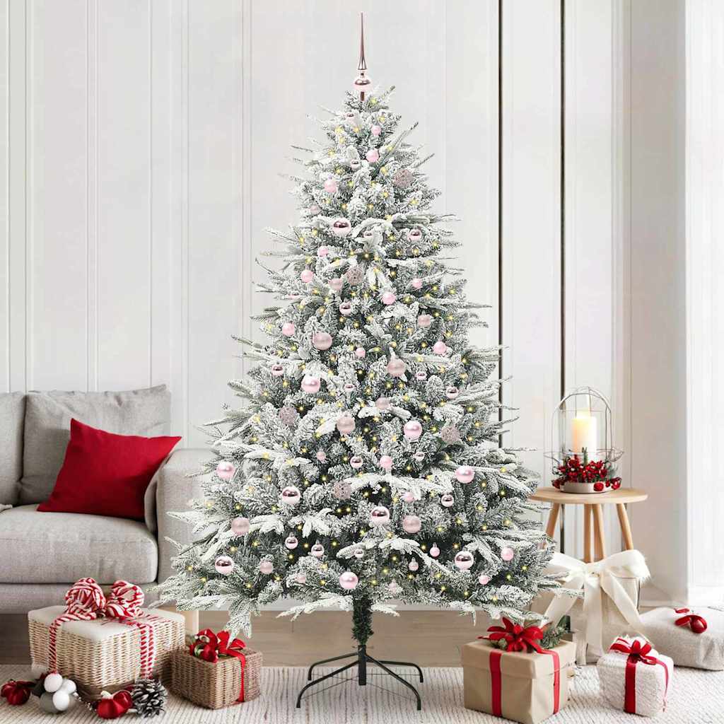 VidaXL sapin de Noël artificiel illuminé avec jeu de boules vert 210 cm