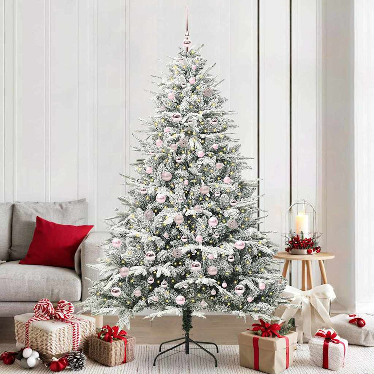 VidaXL sapin de Noël artificiel illuminé avec jeu de boules vert 210 cm