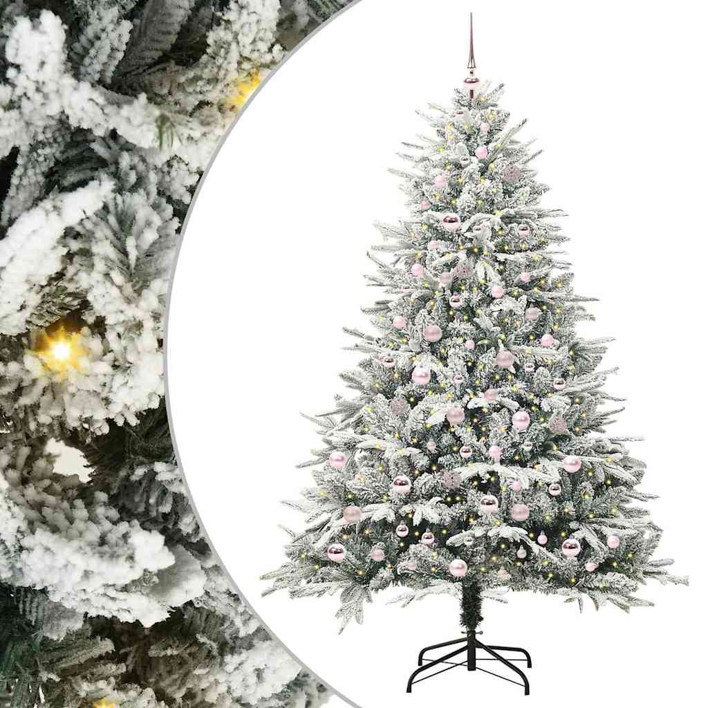 VidaXL sapin de Noël artificiel illuminé avec jeu de boules vert 210 cm