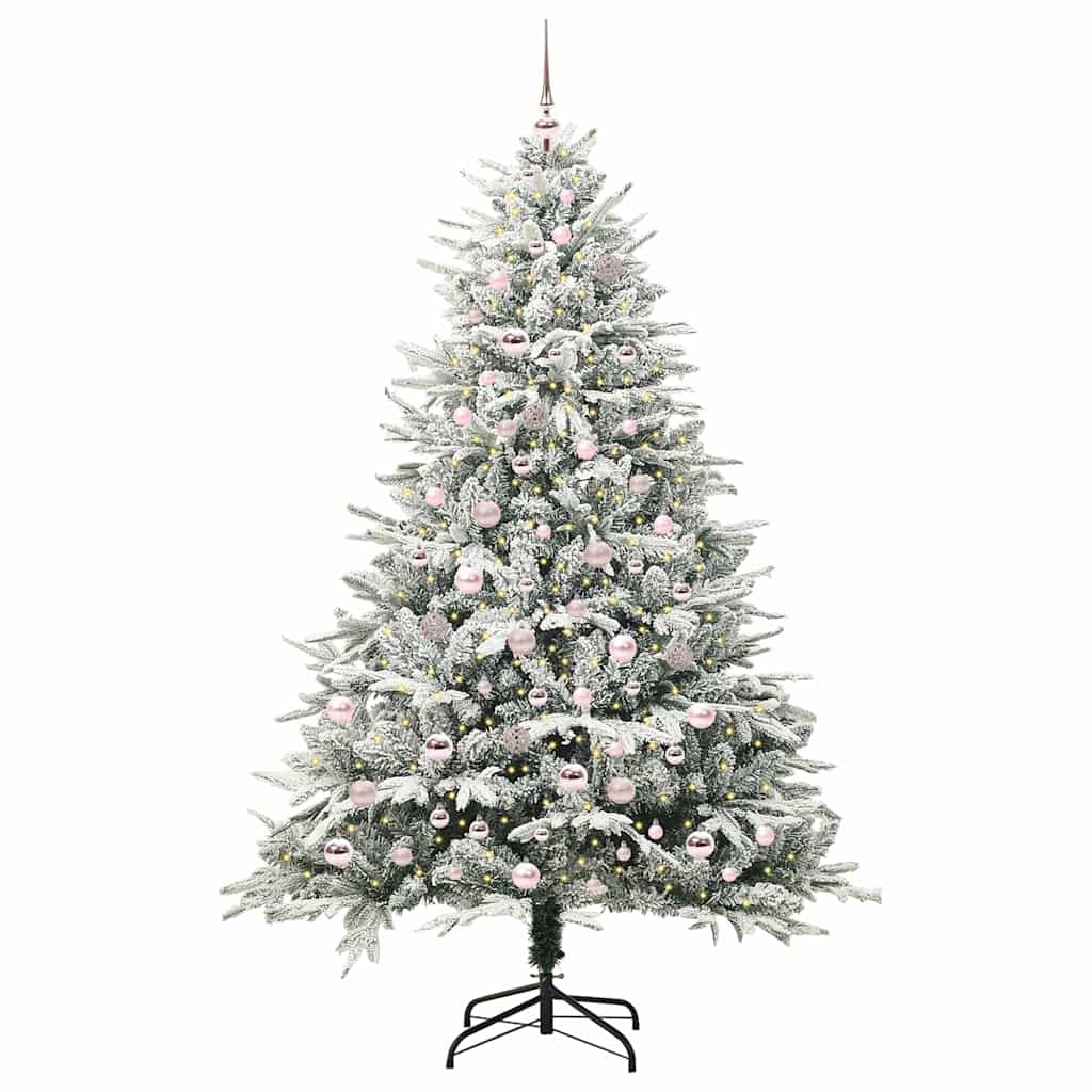 VidaXL sapin de Noël artificiel illuminé avec jeu de boules vert 210 cm