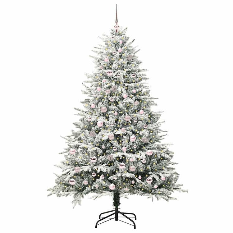VidaXL sapin de Noël artificiel illuminé avec jeu de boules vert 210 cm