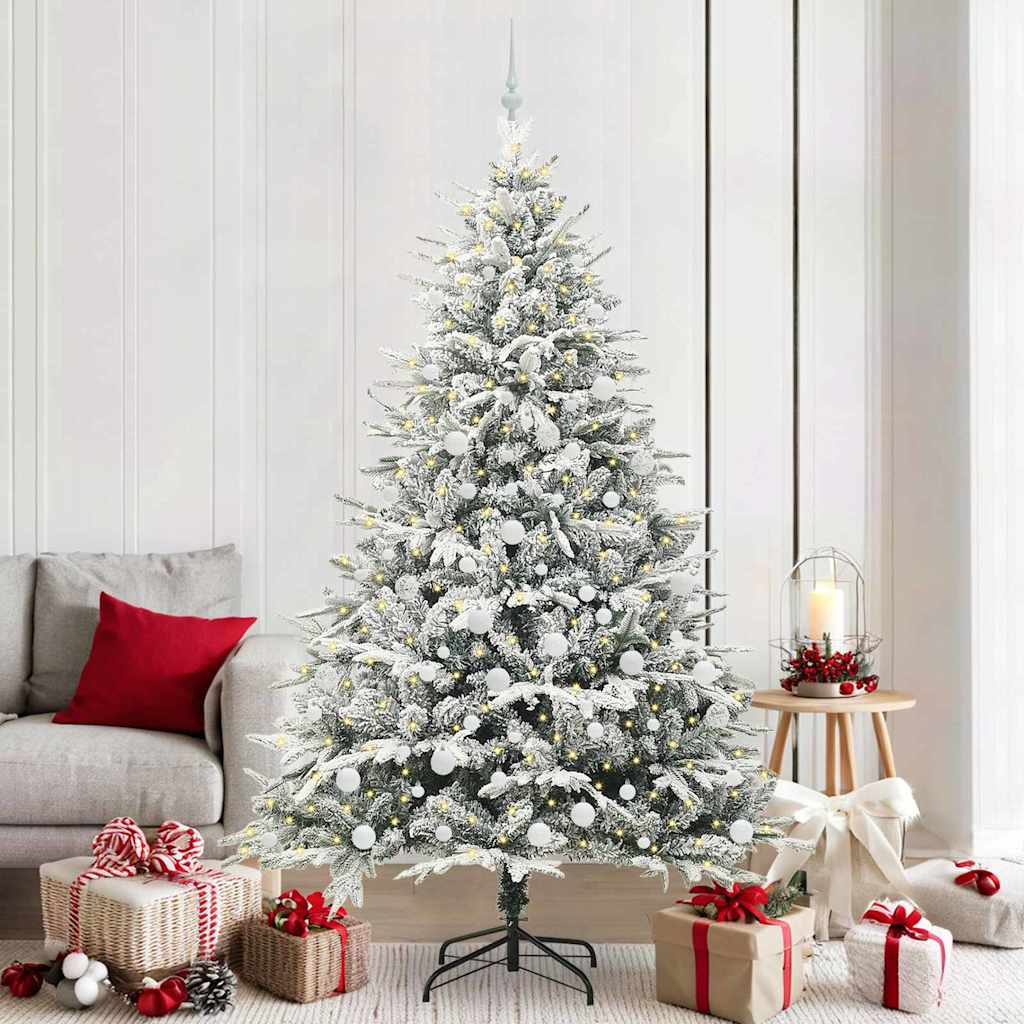 VidaXL sapin de Noël artificiel illuminé avec jeu de boules vert 210 cm