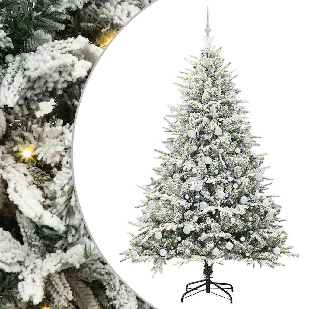 VidaXL sapin de Noël artificiel illuminé avec jeu de boules vert 210 cm