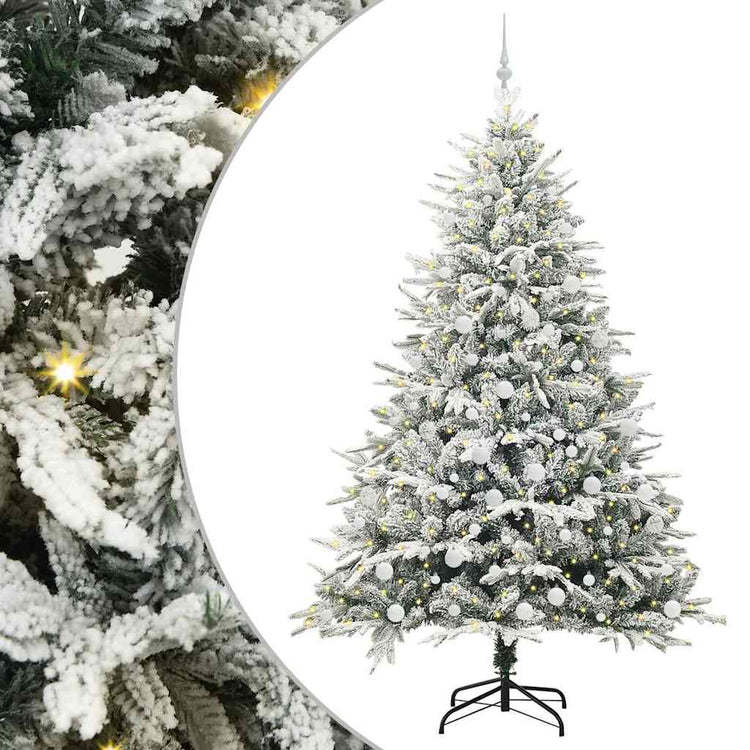 VidaXL sapin de Noël artificiel illuminé avec jeu de boules vert 210 cm