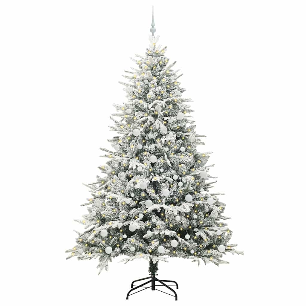 VidaXL sapin de Noël artificiel illuminé avec jeu de boules vert 210 cm