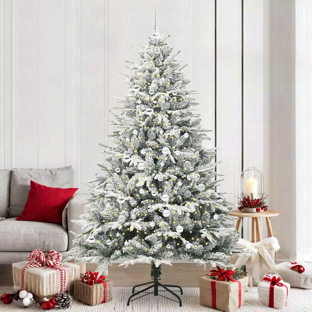 VidaXL sapin de Noël artificiel illuminé avec jeu de boules vert 210 cm